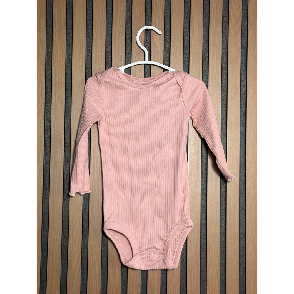 Caters Baby Girls Pink Ribbed Long Sleeve Bodysuit One Piece‎ 12 Months